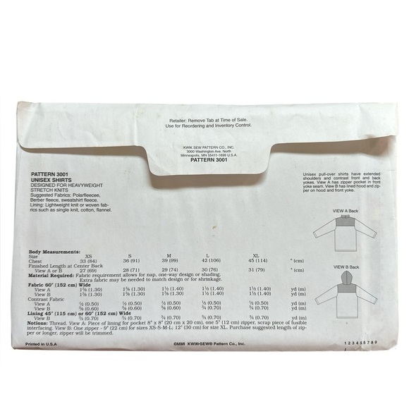 Vintage Y2K, uncut, factory folded Kwik Sew Pattern 3001 XS - XL - Picture 2 of 4